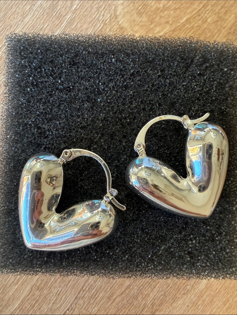 Silver Tone Heart Hoop Earrings – Women’s Jewelry